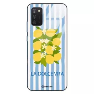 Etui Black Case Glass Dolce Vita do SAMSUNG A02S Cytryny Kwiaty Włochy Lato Wakacje ST_DOC128