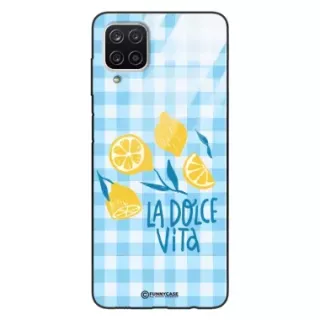 Etui Black Case Glass Dolce Vita do SAMSUNG A12 Cytryny Lato Włochy Wakacje Kratka ST_DOC101