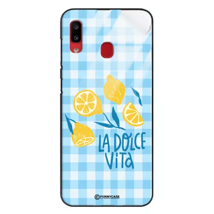 Etui Black Case Glass Dolce Vita do SAMSUNG A20 Cytryny Lato Włochy Wakacje Kratka ST_DOC101