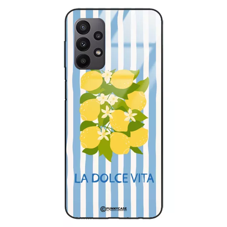 Etui Black Case Glass Dolce Vita do SAMSUNG A23 5G Cytryny Kwiaty Włochy Lato Wakacje ST_DOC128