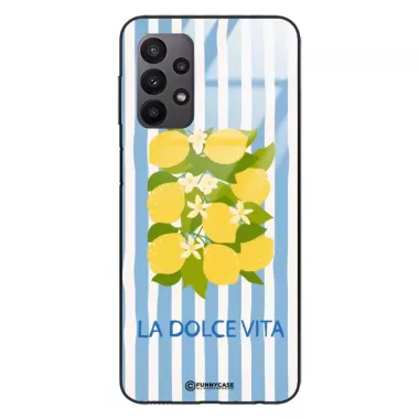 Etui Black Case Glass Dolce Vita do SAMSUNG A23 5G Cytryny Kwiaty Włochy Lato Wakacje ST_DOC128