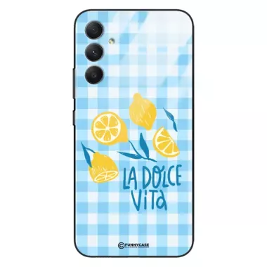Etui Black Case Glass Dolce Vita do SAMSUNG A34 5G Cytryny Lato Włochy Wakacje Kratka ST_DOC101