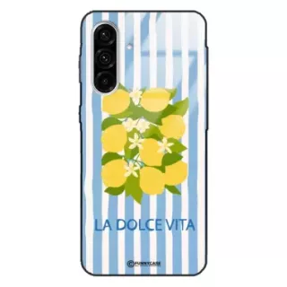 Etui Black Case Glass Dolce Vita do SAMSUNG A36 5G Cytryny Kwiaty Włochy Lato Wakacje ST_DOC128
