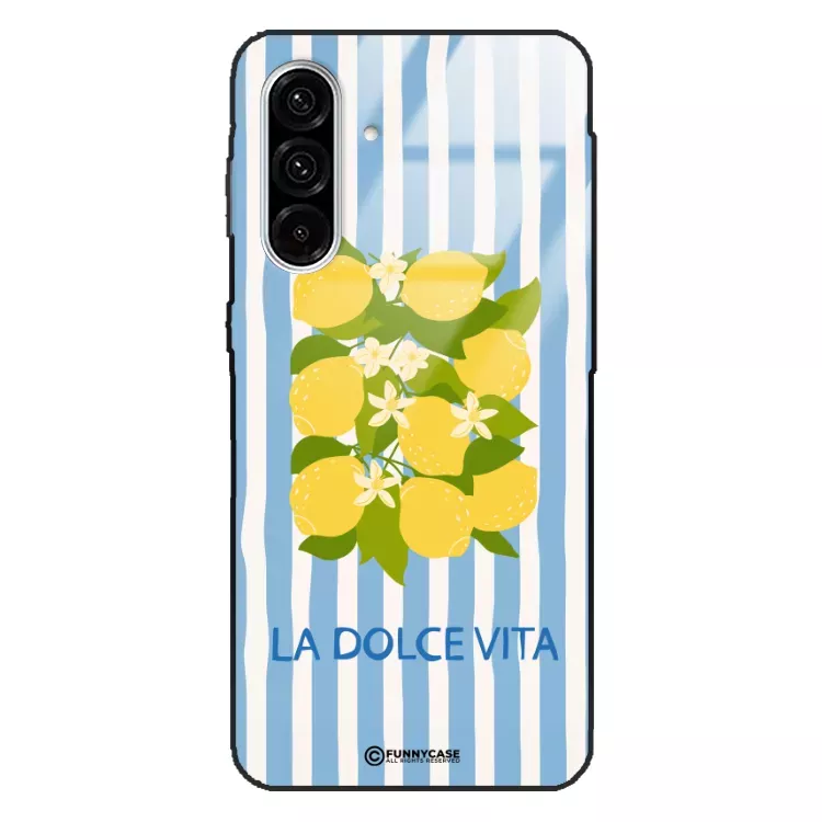 Etui Black Case Glass Dolce Vita do SAMSUNG A36 5G Cytryny Kwiaty Włochy Lato Wakacje ST_DOC128