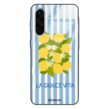 Etui Black Case Glass Dolce Vita do SAMSUNG A36 5G Cytryny Kwiaty Włochy Lato Wakacje ST_DOC128