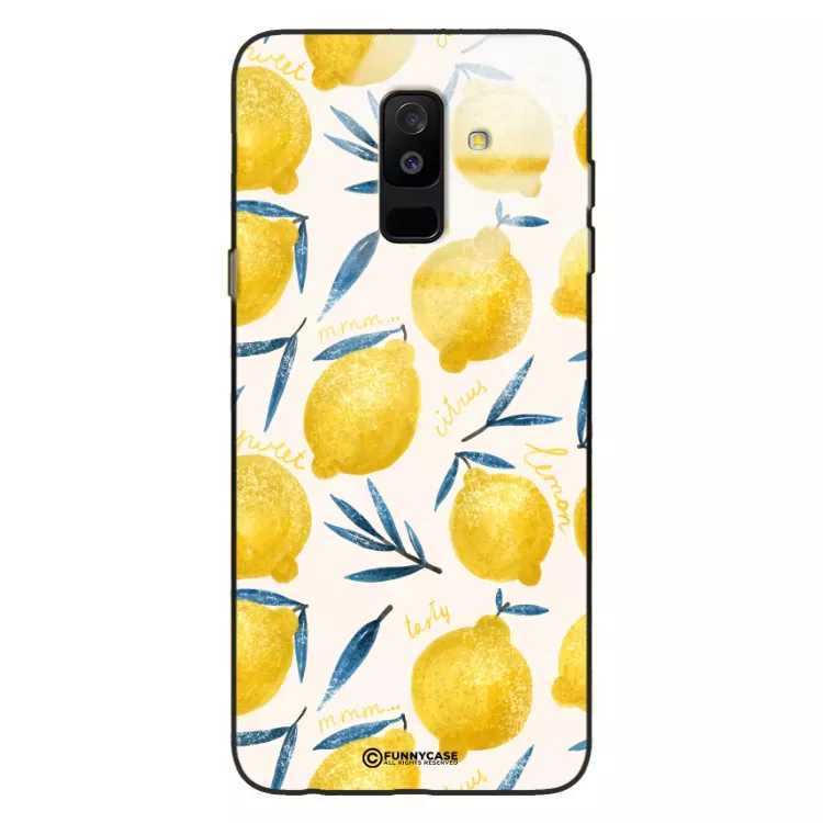 Etui Black Case Glass Dolce Vita do SAMSUNG A6 PLUS 2018 Cytryny Lato Owoce Wakacje Słońce ST_DOC145