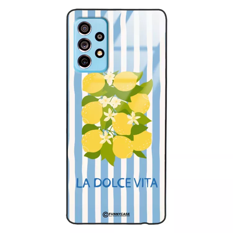 Etui Black Case Glass Dolce Vita do SAMSUNG A73 5G Cytryny Kwiaty Włochy Lato Wakacje ST_DOC128