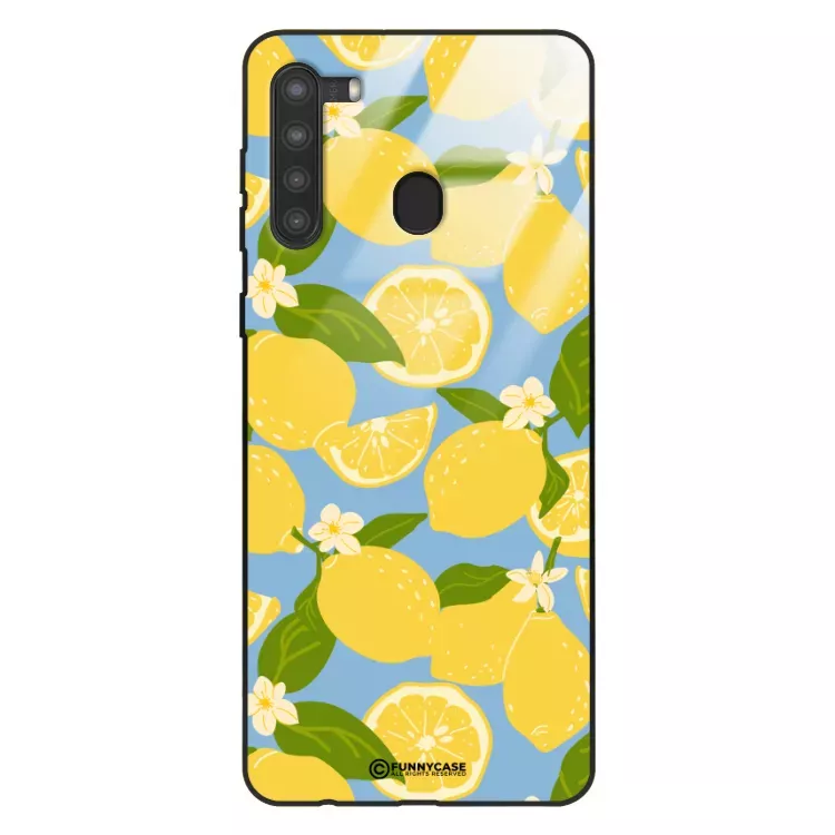 Etui Black Case Glass Dolce Vita do SAMSUNG A21 Cytryny Kwiaty Owoce Lato Natura ST_DOC125