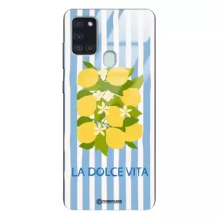 Etui Black Case Glass Dolce Vita do SAMSUNG A21S Cytryny Kwiaty Włochy Lato Wakacje ST_DOC128