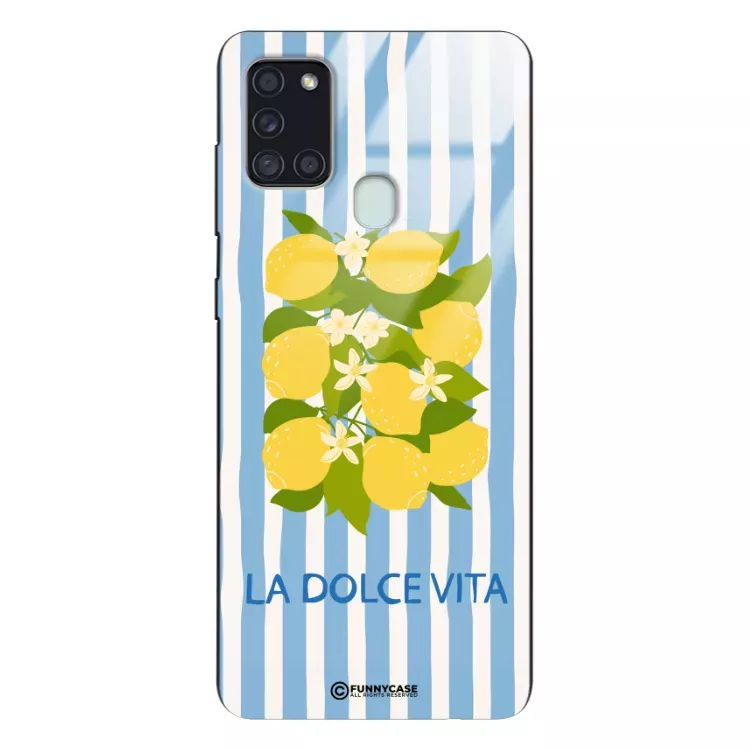 Etui Black Case Glass Dolce Vita do SAMSUNG A21S Cytryny Kwiaty Włochy Lato Wakacje ST_DOC128