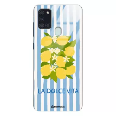 Etui Black Case Glass Dolce Vita do SAMSUNG A21S Cytryny Kwiaty Włochy Lato Wakacje ST_DOC128