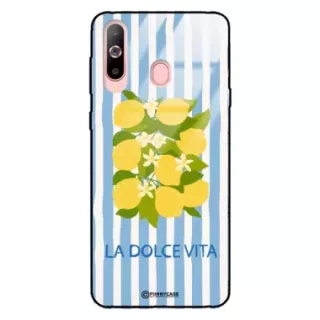 Etui Black Case Glass Dolce Vita do SAMSUNG A60 Cytryny Kwiaty Włochy Lato Wakacje ST_DOC128
