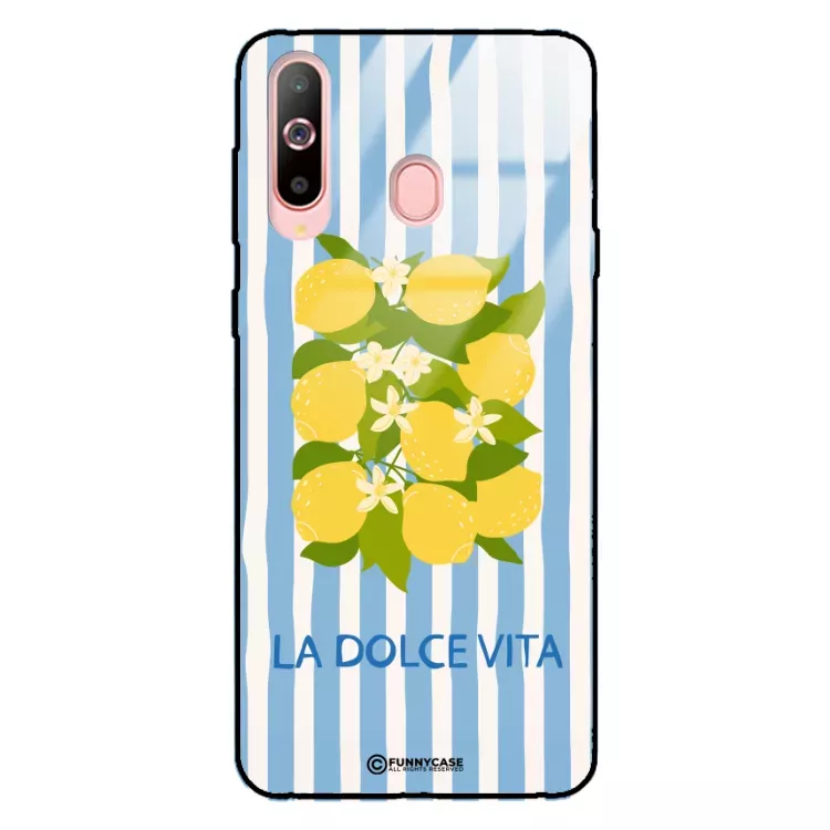 Etui Black Case Glass Dolce Vita do SAMSUNG A60 Cytryny Kwiaty Włochy Lato Wakacje ST_DOC128