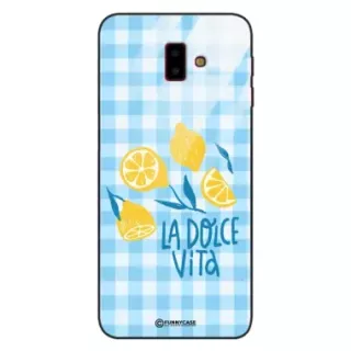 Etui Black Case Glass Dolce Vita do SAMSUNG J6 PLUS 2018 Cytryny Lato Włochy Wakacje Kratka ST_DOC101