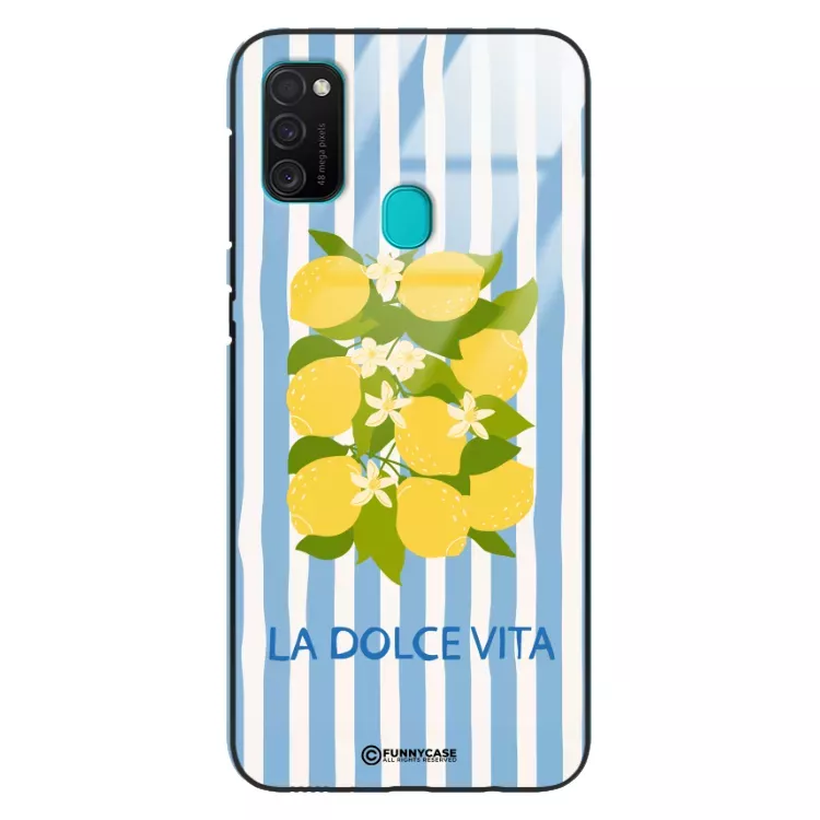 Etui Black Case Glass Dolce Vita do SAMSUNG M21 Cytryny Kwiaty Włochy Lato Wakacje ST_DOC128