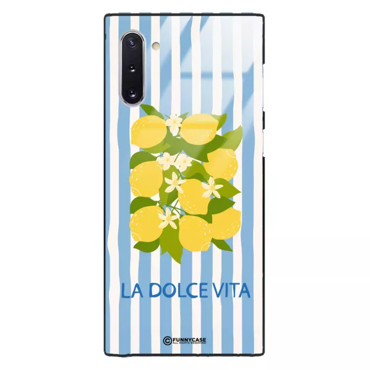 Etui Black Case Glass Dolce Vita do SAMSUNG NOTE 10 Cytryny Kwiaty Włochy Lato Wakacje ST_DOC128