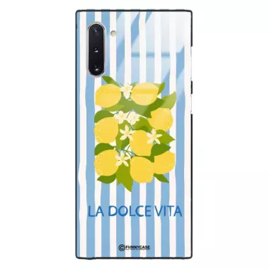 Etui Black Case Glass Dolce Vita do SAMSUNG NOTE 10 Cytryny Kwiaty Włochy Lato Wakacje ST_DOC128