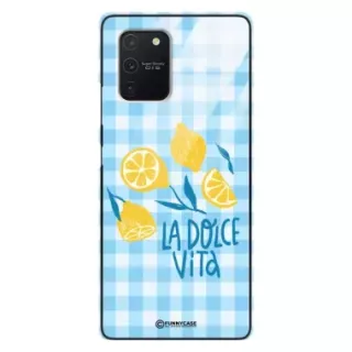 Etui Black Case Glass Dolce Vita do SAMSUNG A91 Cytryny Lato Włochy Wakacje Kratka ST_DOC101
