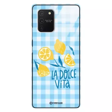 Etui Black Case Glass Dolce Vita do SAMSUNG A91 Cytryny Lato Włochy Wakacje Kratka ST_DOC101