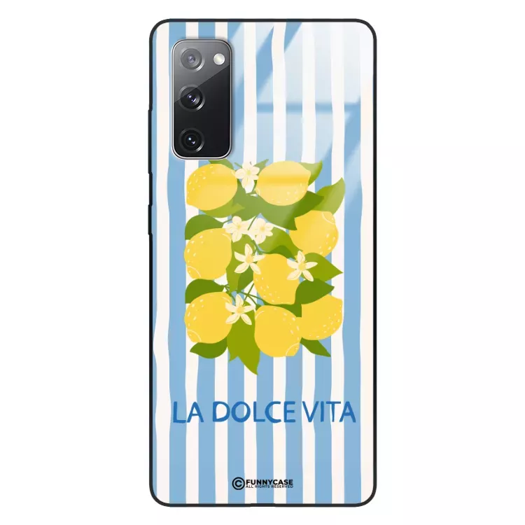 Etui Black Case Glass Dolce Vita do SAMSUNG S20 LITE Cytryny Kwiaty Włochy Lato Wakacje ST_DOC128