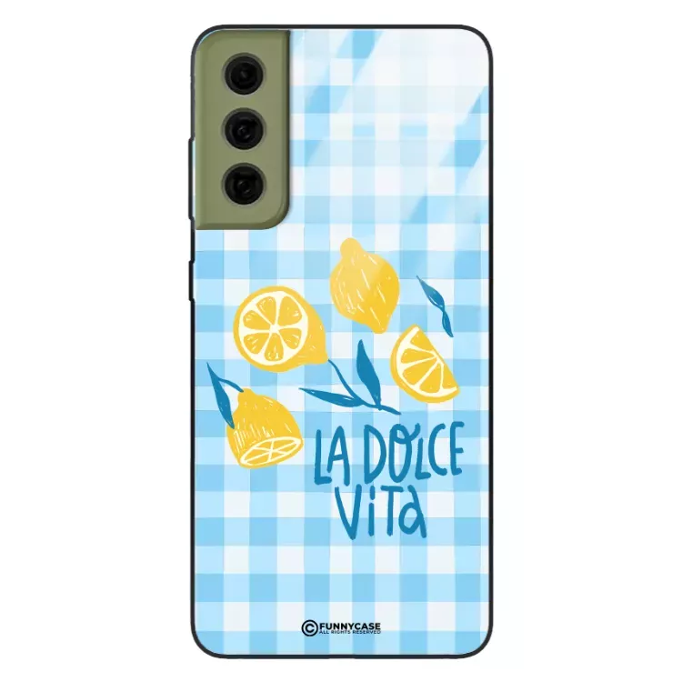 Etui Black Case Glass Dolce Vita do SAMSUNG S21FE Cytryny Lato Włochy Wakacje Kratka ST_DOC101