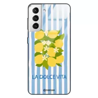 Etui Black Case Glass Dolce Vita do SAMSUNG S21 PLUS 5G Cytryny Kwiaty Włochy Lato Wakacje ST_DOC128
