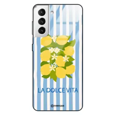 Etui Black Case Glass Dolce Vita do SAMSUNG S21 PLUS 5G Cytryny Kwiaty Włochy Lato Wakacje ST_DOC128