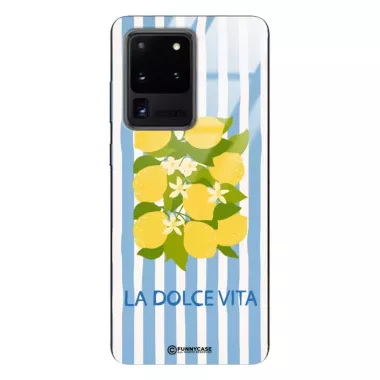 Etui Black Case Glass Dolce Vita do SAMSUNG S20 ULTRA Cytryny Kwiaty Włochy Lato Wakacje ST_DOC128