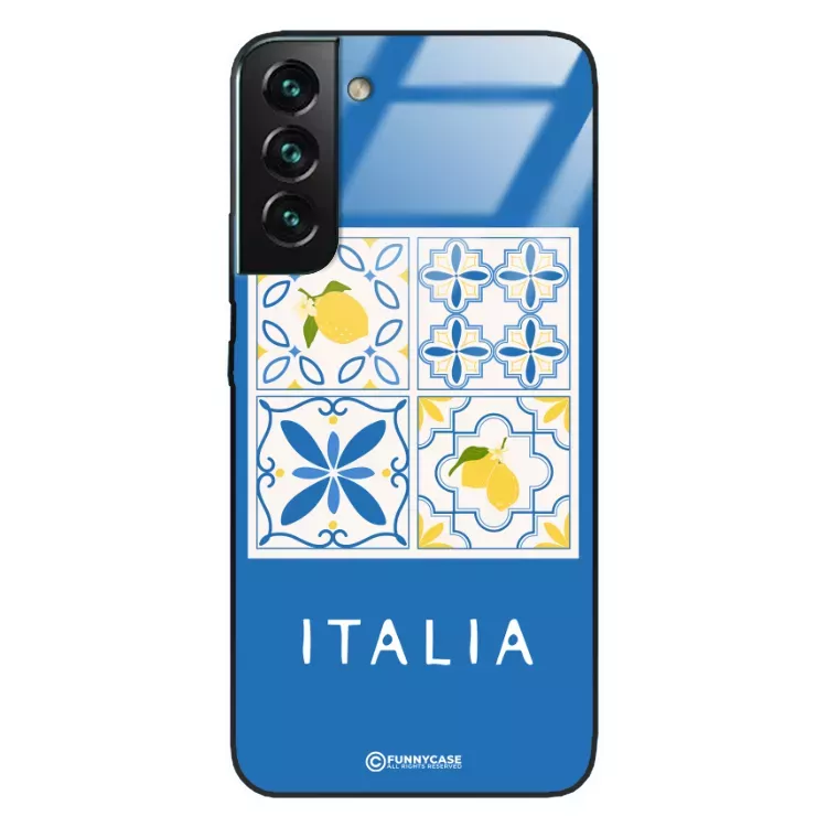 Etui Black Case Glass Dolce Vita do SAMSUNG S22 PLUS Włochy Italia Cytryny Kafelki Wakacje ST_DOC132