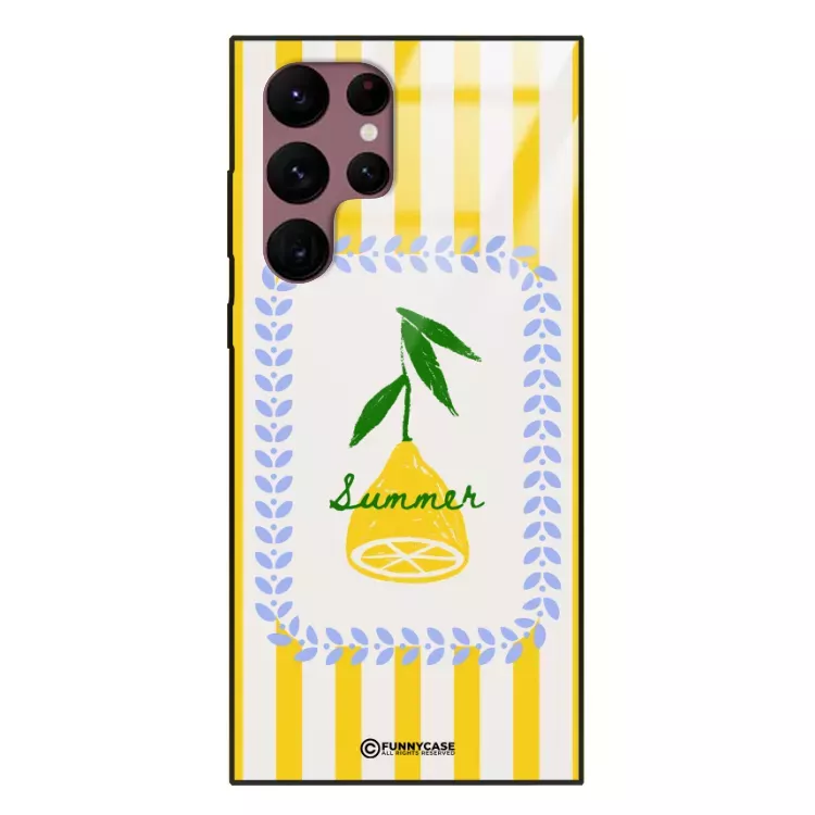 Etui Black Case Glass Dolce Vita do SAMSUNG S22 ULTRA Cytryna Lato Wakacje Summer Słońce ST_DOC139