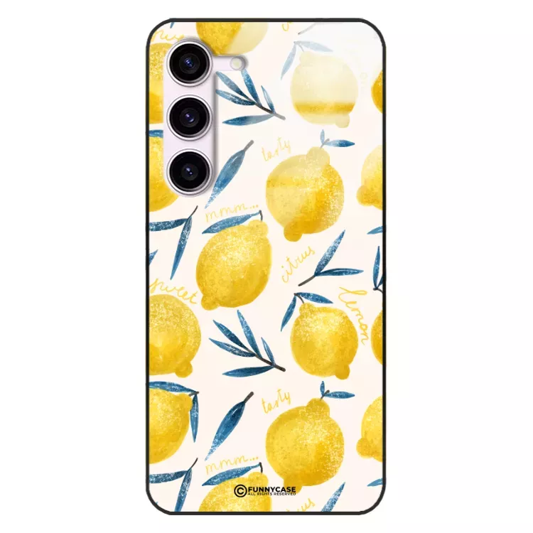 Etui Black Case Glass Dolce Vita do SAMSUNG S23  Cytryny Lato Owoce Wakacje Słońce ST_DOC145