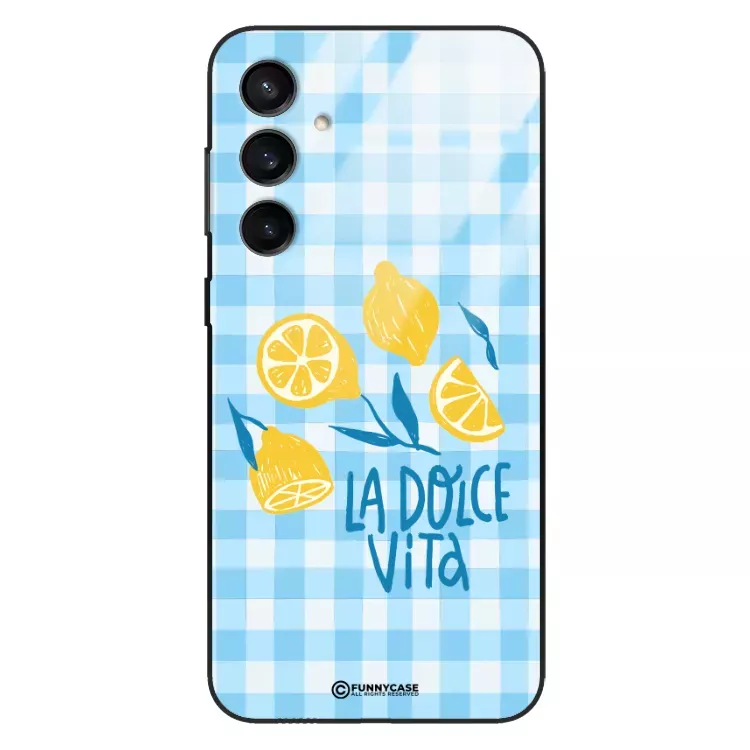 Etui Black Case Glass Dolce Vita do SAMSUNG S23FE 5G Cytryny Lato Włochy Wakacje Kratka ST_DOC101