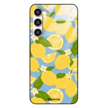 Etui Black Case Glass Dolce Vita do SAMSUNG S23 PLUS Cytryny Kwiaty Owoce Lato Natura ST_DOC125