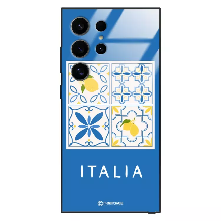 Etui Black Case Glass Dolce Vita do SAMSUNG S24 ULTRA Włochy Italia Cytryny Kafelki Wakacje ST_DOC132