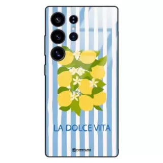Etui Black Case Glass Dolce Vita do SAMSUNG S25 ULTRA Cytryny Kwiaty Włochy Lato Wakacje ST_DOC128