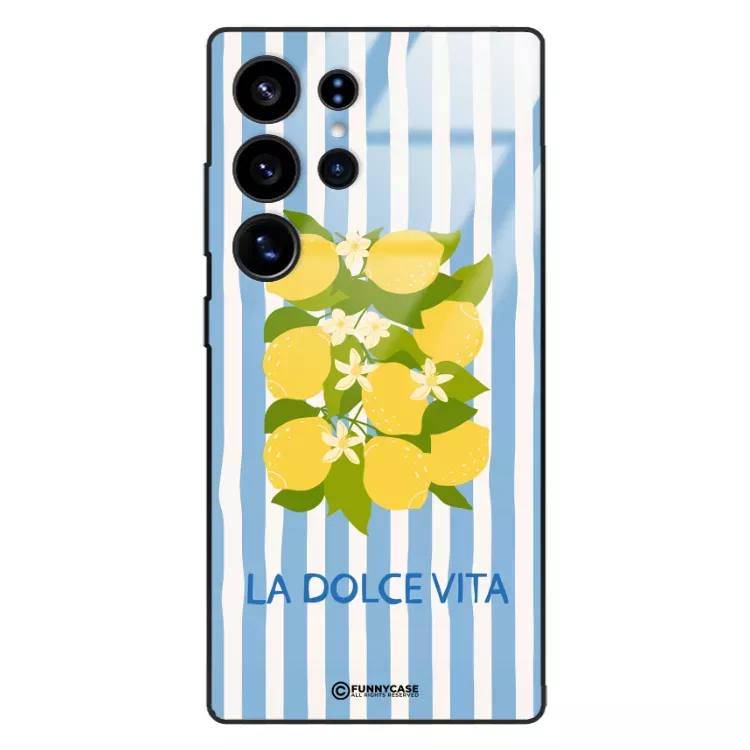 Etui Black Case Glass Dolce Vita do SAMSUNG S25 ULTRA Cytryny Kwiaty Włochy Lato Wakacje ST_DOC128