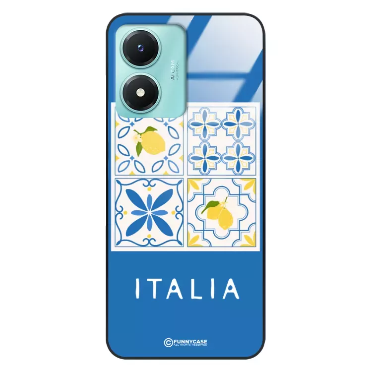Etui Black Case Glass Dolce Vita do VIVO Y02s Włochy Italia Cytryny Kafelki Wakacje ST_DOC132