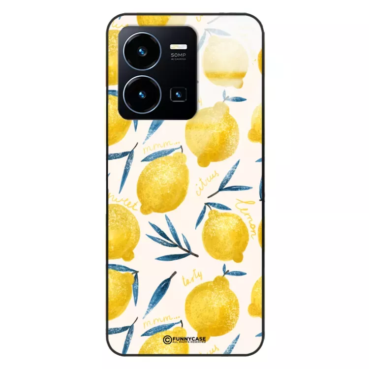 Etui Black Case Glass Dolce Vita do VIVO Y22s Cytryny Lato Owoce Wakacje Słońce ST_DOC145