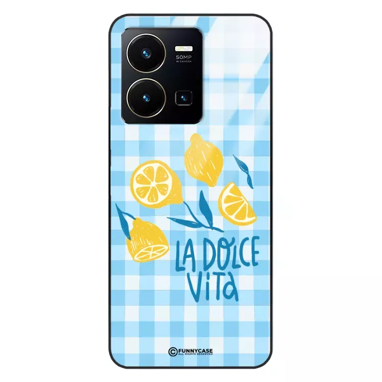 Etui Black Case Glass Dolce Vita do VIVO Y35 Cytryny Lato Włochy Wakacje Kratka ST_DOC101