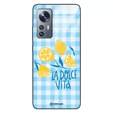 Etui Black Case Glass Dolce Vita do XIAOMI 12 5G Cytryny Lato Włochy Wakacje Kratka ST_DOC101