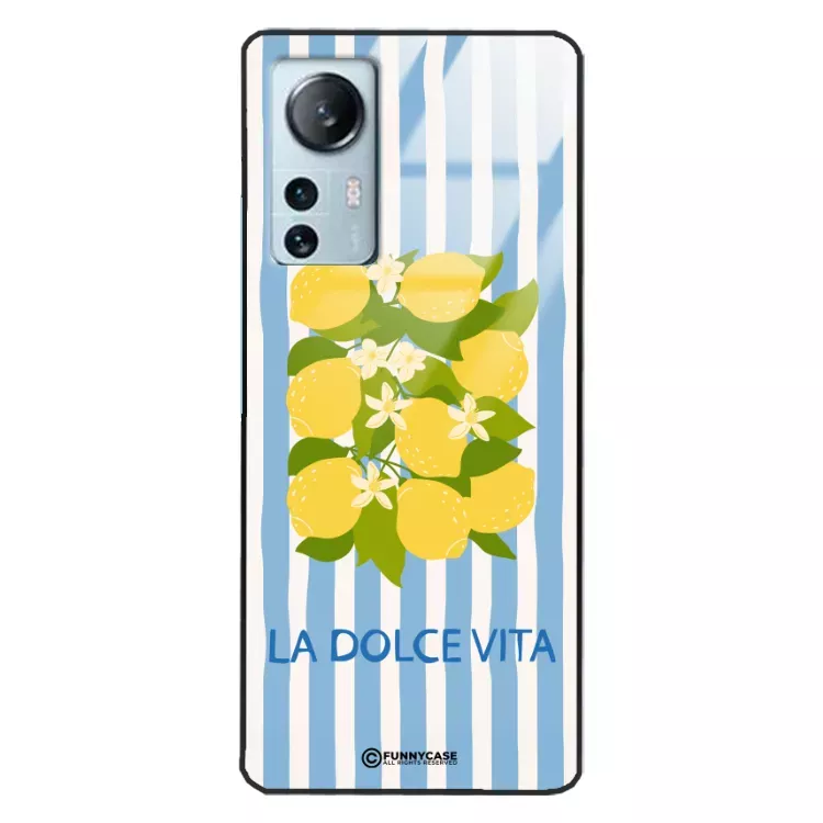 Etui Black Case Glass Dolce Vita do XIAOMI Mi 12 LITE Cytryny Kwiaty Włochy Lato Wakacje ST_DOC128