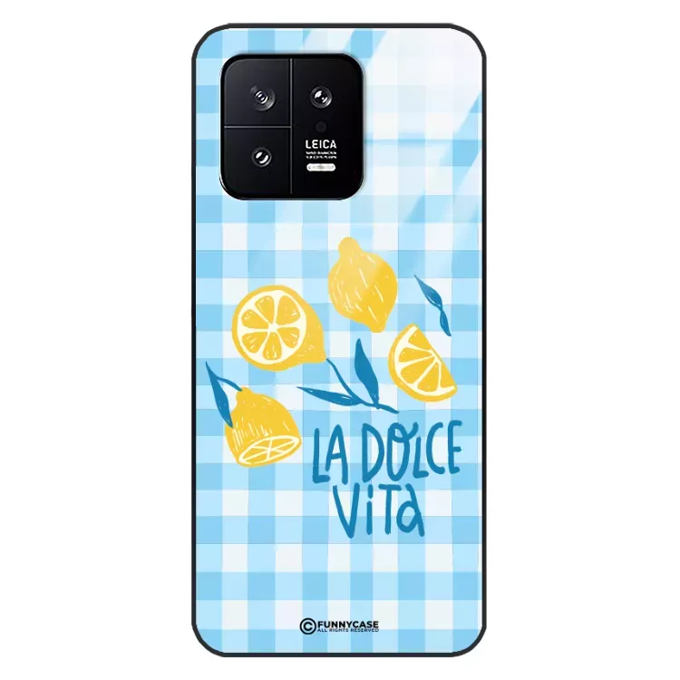 Etui Black Case Glass Dolce Vita do XIAOMI 13 Cytryny Lato Włochy Wakacje Kratka ST_DOC101