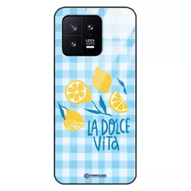 Etui Black Case Glass Dolce Vita do XIAOMI 13 Cytryny Lato Włochy Wakacje Kratka ST_DOC101