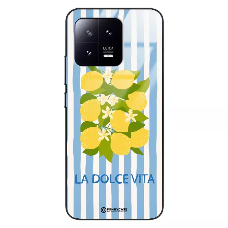 Etui Black Case Glass Dolce Vita do XIAOMI MI 13 PRO Cytryny Kwiaty Włochy Lato Wakacje ST_DOC128