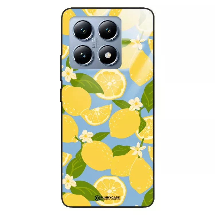Etui Black Case Glass Dolce Vita do XIAOMI 14T 5G Cytryny Kwiaty Owoce Lato Natura ST_DOC125