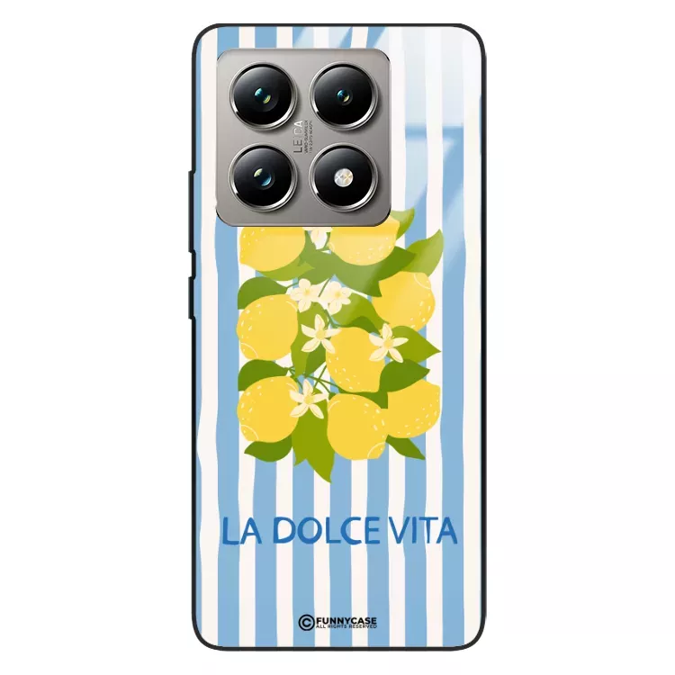 Etui Black Case Glass Dolce Vita do XIAOMI 14T PRO 5G Cytryny Kwiaty Włochy Lato Wakacje ST_DOC128