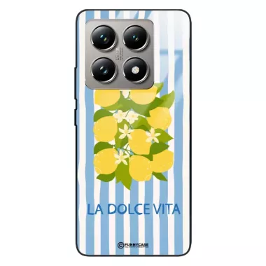 Etui Black Case Glass Dolce Vita do XIAOMI 14T PRO 5G Cytryny Kwiaty Włochy Lato Wakacje ST_DOC128