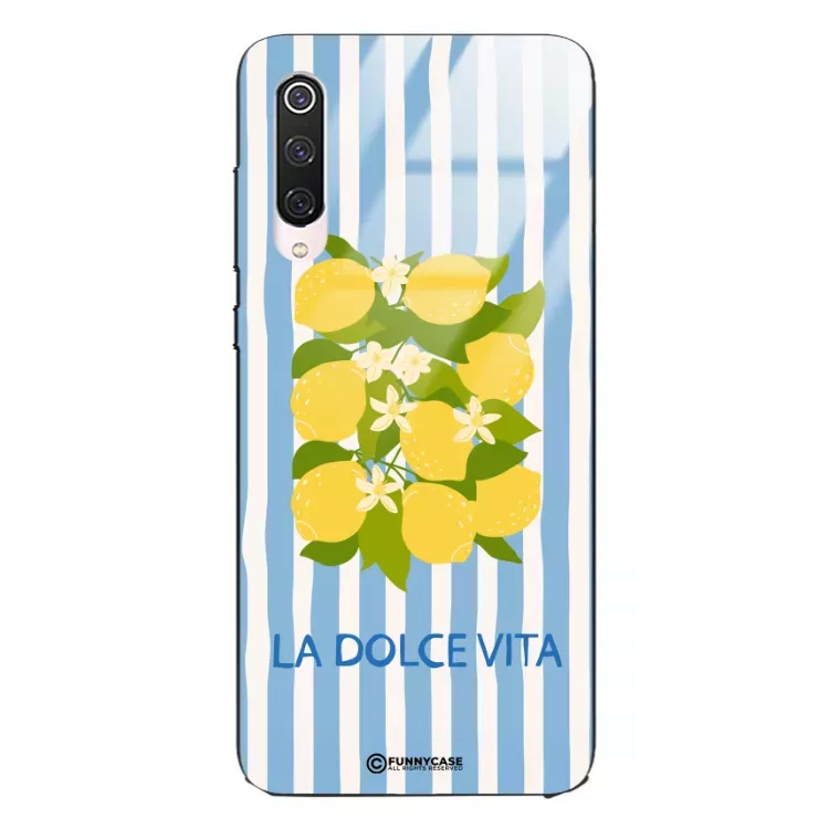 Etui Black Case Glass Dolce Vita do XIAOMI Mi 9 PRO  Cytryny Kwiaty Włochy Lato Wakacje ST_DOC128