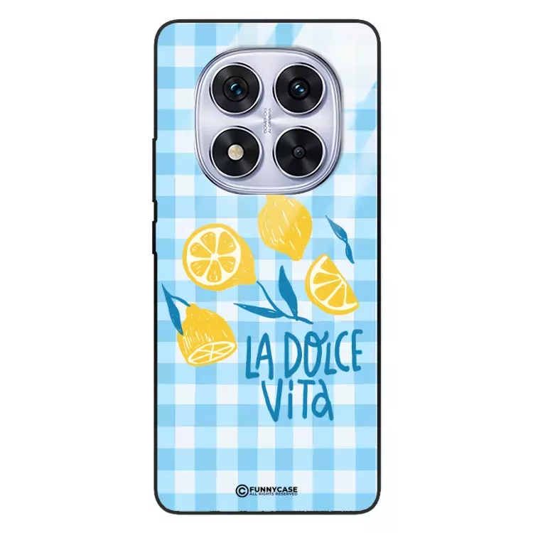 Etui Black Case Glass Dolce Vita do XIAOMI NOTE 14 PRO 5G Cytryny Lato Włochy Wakacje Kratka ST_DOC101