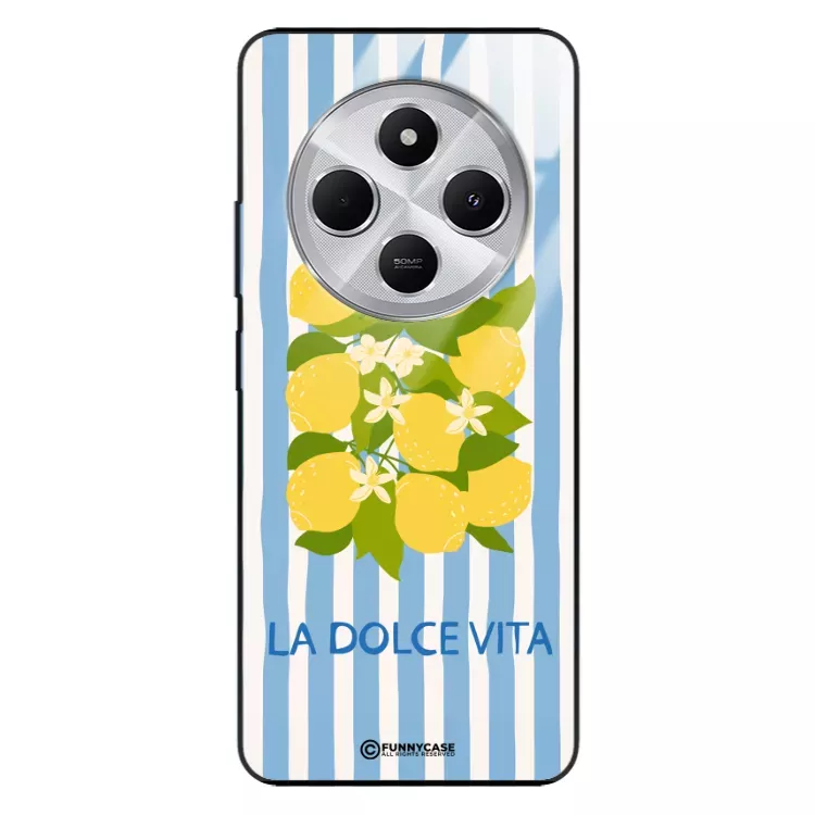Etui Black Case Glass Dolce Vita do XIAOMI NOTE 14C 4G Cytryny Kwiaty Włochy Lato Wakacje ST_DOC128